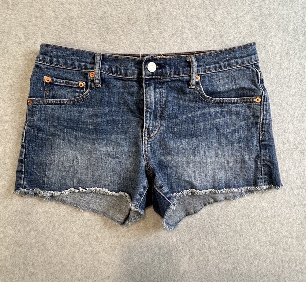 Gap 1969 Women’s Blue Denim Shorts Size 29 5-Pocket Zip Closure